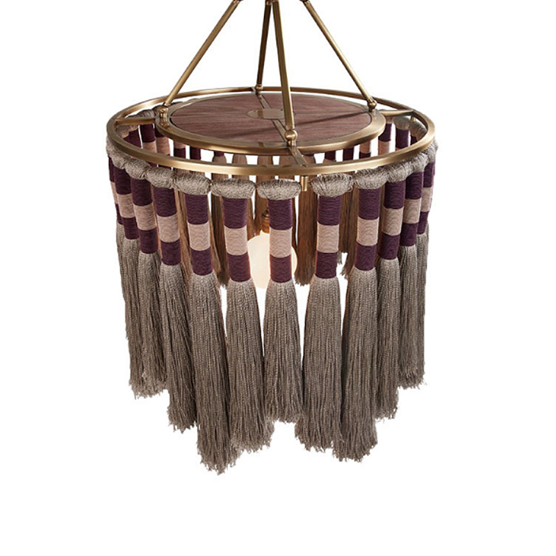 Люстра круглая плетеная с кисточками Walnut Chandelier Tassels Boho Style Орех Латунь Люстра круглая плетеная с кисточками Walnut Chandelier Tassels Boho Style Орех Латунь в Санкт-петербурге | Loft Concept