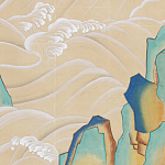 Обои ручная роспись Matsushima Waves Kano on Edo Straw India tea paper варинант исполнения - 2 | Loft Concept в Санкт-петербурге