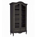 Шкаф книжный черный из массива бука со стеклянными дверцами и 5-ю полками Black Provence варинант исполнения - 1 | Loft Concept в Санкт-петербурге