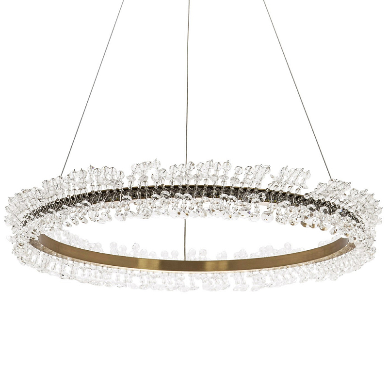 Кольцевая люстра с хрустальным декором Rowan Crystal Ring Horizontal Chandelier Золотой Латунь Прозрачный в Санкт-петербурге | Loft Concept 