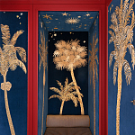 Обои с вышивкой ручной работы Deco Palms Original colourway on velvet варинант исполнения - 1 | Loft Concept в Санкт-петербурге