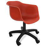 Стул пластиковый красного цвета на колесиках с подъемно-поворотным механизмом Eames Red варинант исполнения - 1 | Loft Concept в Санкт-петербурге