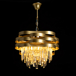 Люстра цвета матового золота с металлическими лентами и длинными прозрачными подвесками Gilded Waves варинант исполнения - 3 | Loft Concept в Санкт-петербурге