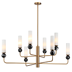 Люстра на штанге с 8-ю цилиндрическими матовыми плафонами и шарами из камня Orb Essence варинант исполнения - 5 | Loft Concept в Санкт-петербурге