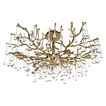Потолочная люстра в виде ветвей деревьев золотого цвета с прозрачными подвесками-каплями Droplet Chandelier варинант исполнения - 3 | Loft Concept в Санкт-петербурге