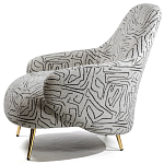 Кресло мягкое с принтом на золотистых ножках Onlooker варинант исполнения - 1 | Loft Concept в Санкт-петербурге