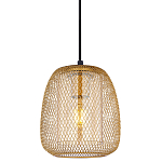 Подвесной светильник со стеклянным плафоном цилиндрической формы и металлической сеткой Metal Mesh Gold варинант исполнения - 1 | Loft Concept в Санкт-петербурге