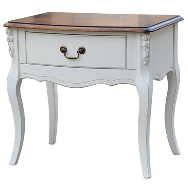 Прикроватная тумба в стиле прованс с ящиком Borde Montmartre Provence Bedside Table Белый Орех в Санкт-петербурге | Loft Concept 