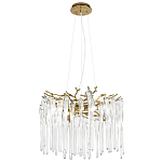 Люстра подвесная круглая в виде ветвей деревьев бронзового цвета с прозрачными подвесками-каплями Droplet Chandelier варинант исполнения - 3 | Loft Concept в Санкт-петербурге