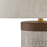 Настольная лампа с тканевым абажуром и основанием из кожи Leather Column варинант исполнения - 1 | Loft Concept в Санкт-петербурге