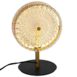 Настольная лампа с плафоном из рельефного стекла Peony Glass Bronze  варинант исполнения - 2 | Loft Concept в Санкт-петербурге