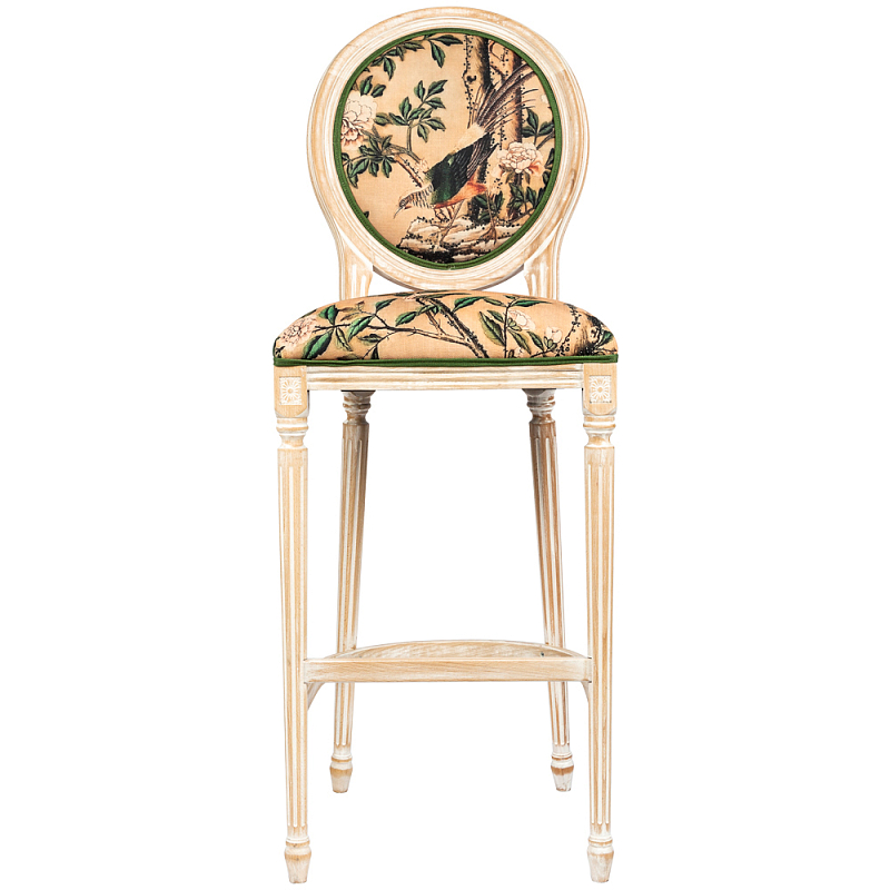 Барный стул Beige and Green Chinoiserie Bar Stool Бежевый Зеленый в Санкт-петербурге | Loft Concept 