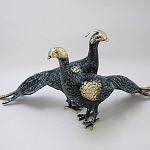 Статуэтка бронзовая пара Павлины синие Bronze Birds варинант исполнения - 1 | Loft Concept в Санкт-петербурге