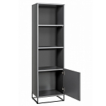 Стеллаж книжный цвета графит с 3-мя открытыми полками и дверкой Strict Lines варинант исполнения - 2 | Loft Concept в Санкт-петербурге