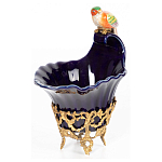 Чаша темно-синего цвета из фарфора с разноцветной птичкой Eden Garden porcelain and bronze варинант исполнения - 1 | Loft Concept в Санкт-петербурге