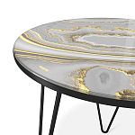Стол журнальный c круглой столешницей из стекла серого цвета Gray and Gold Marble варинант исполнения - 3 | Loft Concept в Санкт-петербурге