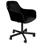 Стул с мягкой черной обивкой из велюра и подъемно-поворотным механизмом на колесиках Harper Black варинант исполнения - 1 | Loft Concept в Санкт-петербурге