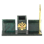 Настольный письменный набор из змеевика с визитницами и ручкой Successful Leader варинант исполнения - 1 | Loft Concept в Санкт-петербурге