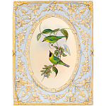 Декоративный постер с изображением птиц в раме с рельефным растительным узором Blooming Birds Poster варинант исполнения - 8 | Loft Concept в Санкт-петербурге