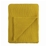 Плед из хлопка жемчужной вязки горчичного цвета Waffle Comfort варинант исполнения - 1 | Loft Concept в Санкт-петербурге