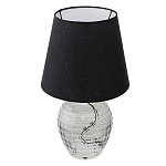 Настольная лампа с черным тканевым абажуром и фактурным прозрачным основанием Black Cone варинант исполнения - 1 | Loft Concept в Санкт-петербурге