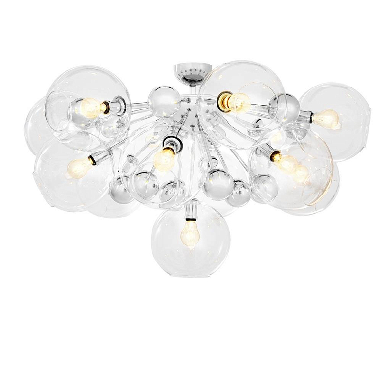 Потолочный светильник Eichholtz Ceiling Lamp Soleil Nickel Никель Прозрачное Стекло в Санкт-петербурге | Loft Concept 