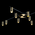 Потолочный светильник с 10-ю цилиндрическими плафонами цвета латунь TRIBES CHANDELIER варинант исполнения - 4 | Loft Concept в Санкт-петербурге