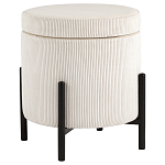 Молочный пуф на черных ножках SANJAY варинант исполнения - 1 | Loft Concept в Санкт-петербурге