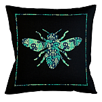 Подушка декоративная пчела с бирюзовым узором Ikat Pattern варинант исполнения - 1 | Loft Concept в Санкт-петербурге