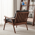 Кресло c каркасом из массива дерева и мягкой кожаной обивкой Walnut Armchair варинант исполнения - 4 | Loft Concept в Санкт-петербурге