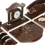 Настольный письменный набор с часами из природного камня обсидиана Competent Leader варинант исполнения - 4 | Loft Concept в Санкт-петербурге