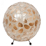 Настольная лампа из перламутра на металлическом каркасе Indonesian Circle варинант исполнения - 1 | Loft Concept в Санкт-петербурге