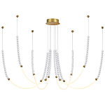 Люстра подвесная с 6-ю изогнутыми плафонами и белыми декоративными шариками PEARLS Suspension варинант исполнения - 4 | Loft Concept в Санкт-петербурге