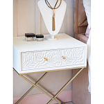 Приставной столик с выдвижным ящиком  White Table Carved Pattern варинант исполнения - 7 | Loft Concept в Санкт-петербурге