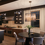 Люстра цвета латунь с 6-ю лампами свечами внутри цилиндрического абажура из черных металлических реек Kichler варинант исполнения - 7 | Loft Concept в Санкт-петербурге