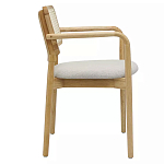 Стул обеденный с мягким сиденьем и спинкой из плетеного ротанга Wood and Textile Chair варинант исполнения - 2 | Loft Concept в Санкт-петербурге