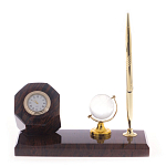 Настольный письменный набор с глобусом и ручкой из натурального обсидиана World Globe варинант исполнения - 1 | Loft Concept в Санкт-петербурге