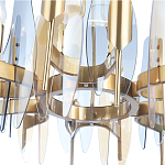 Люстра с вертикальными стеклянными элементами и металлическим каркасом цвета Латунь Vertical Glass варинант исполнения - 4 | Loft Concept в Санкт-петербурге