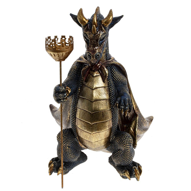 Подсвечник в виде дракона Dragon candlestick Brown Gold Коричневый Золотой Темно-синий в Санкт-петербурге | Loft Concept 