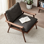 Кресло c каркасом из массива дерева и мягкой кожаной обивкой Walnut Armchair варинант исполнения - 2 | Loft Concept в Санкт-петербурге