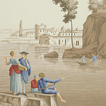 Обои ручная роспись Views of Italy Azure on Sepia варинант исполнения - 2 | Loft Concept в Санкт-петербурге