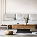 Дизайнерский журнальный стол квадратный с черным трапециевидным основанием Wokab варинант исполнения - 1 | Loft Concept в Санкт-петербурге