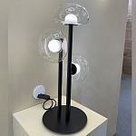 Настольная лампа с тремя прозрачными куполообразными плафонами и черным металлическим основанием Flos Wireline Lighting варинант исполнения - 5 | Loft Concept в Санкт-петербурге