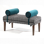 Банкетка Banquette PIED DE POULE с принтом гусиная лапка и синими подлокотниками  варинант исполнения - 2 | Loft Concept в Санкт-петербурге