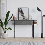 Консоль напольная серая с выдвижным ящиком и 2-мя полками с белой столешницей OTIS CONSOLE RETRO GRAY варинант исполнения - 1 | Loft Concept в Санкт-петербурге