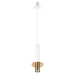 Подвесной светильник с узким цилиндрическим плафоном и золотым металлическим декором Concrete Pipe варинант исполнения - 11 | Loft Concept в Санкт-петербурге