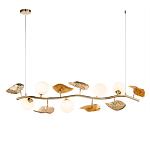 Люстра линейная на золотистом каркасе с белыми стеклянными плафонами Zest of Light варинант исполнения - 1 | Loft Concept в Санкт-петербурге