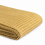 Плед из шерсти цвета охры с бахарамой Waffle Comfort варинант исполнения - 3 | Loft Concept в Санкт-петербурге