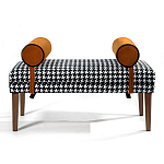 Банкетка Banquette PIED DE POULE Orange с принтом гусиная лапка Оранжевые валики варинант исполнения - 1 | Loft Concept в Санкт-петербурге