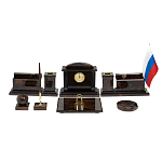 Настольный письменный набор с часами из природного камня обсидиана  Gift for Manager варинант исполнения - 1 | Loft Concept в Санкт-петербурге